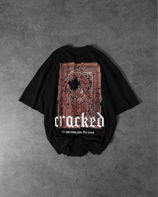 Printed drop shoulder t shirt "Black & Red"