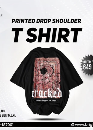 Printed drop shoulder t shirt "Black & Red"