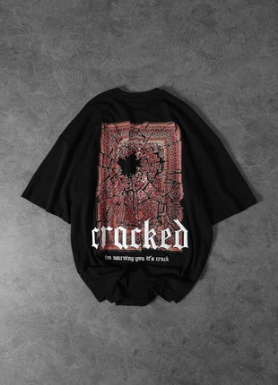 Printed drop shoulder t shirt "Black & Red"