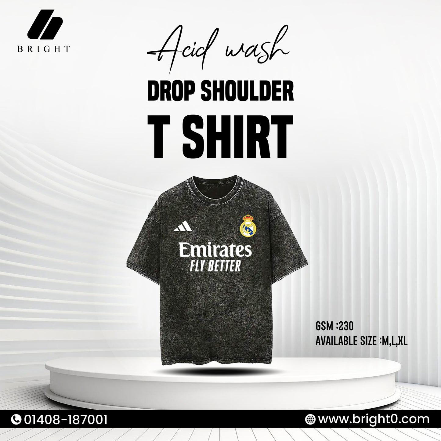Acid Wash Drop Shoulder T-Shirt (Premium Street Style)