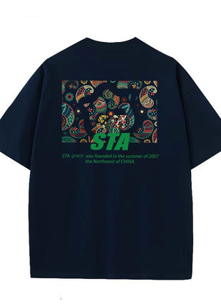 Drop shulder t shirt printed