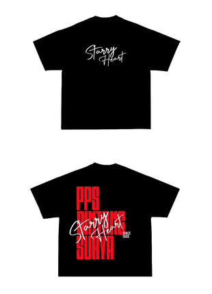 Printed drop shoulder t shirt "Black & Red"