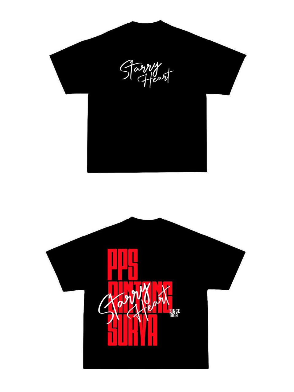 Printed drop shoulder t shirt "Black & Red"