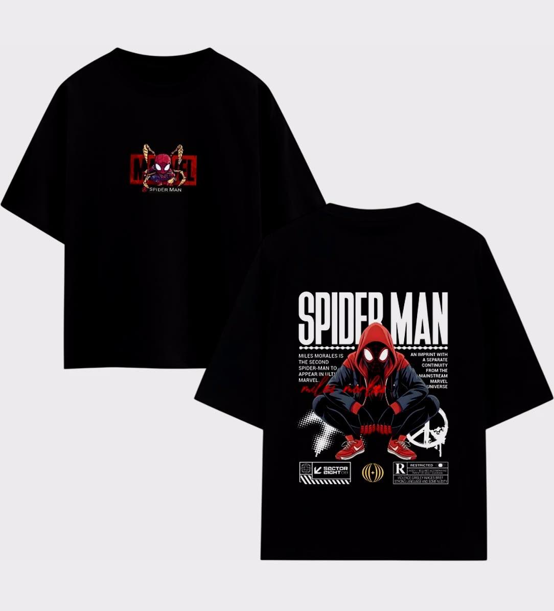 Printed drop shoulder t shirt "Black &RED