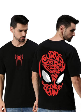 Printed drop shulder t shirt Black&read